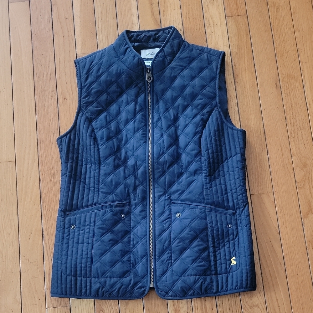Navy Quilted Vest with Gold Accents